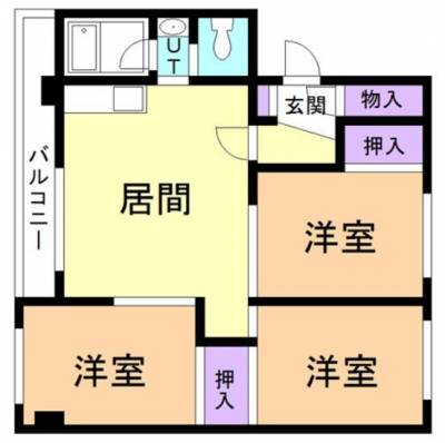 北海道室蘭市 KTハイツ３０２の間取り図