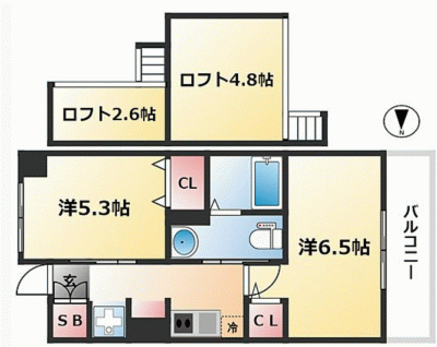 洋室2部屋の各々に1つずつロフトが付いております