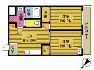 埼玉県草加市 グランドハイム美松202の間取り図