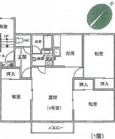 北海道稚内市 ラウレア緑１号室の間取り図