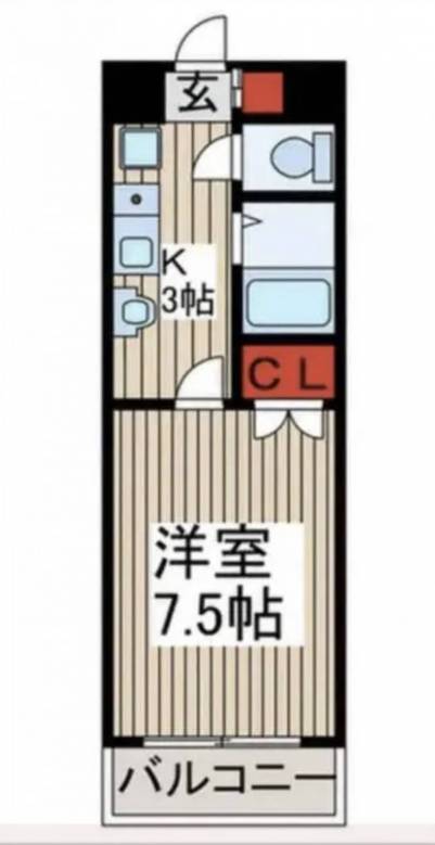 1K 洋室7.5帖K3帖