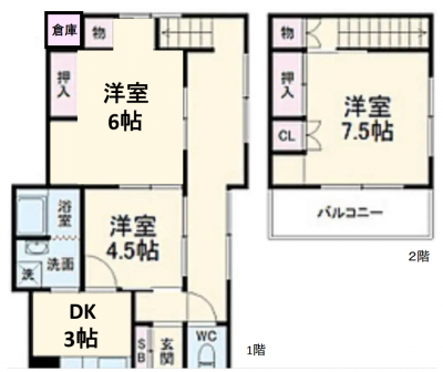 神奈川県横浜市保土ケ谷区 保土ケ谷庭付き戸建ての間取り図