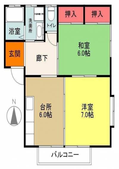 福島県いわき市 コーポアサカ201号室の間取り図