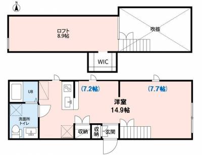 広々1R! 居室14.9帖+ロフト8.9帖　