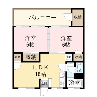 広々バルコニー付の2LDK♪