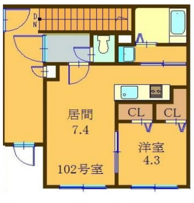 北海道札幌市白石区 グランメール本郷通102の間取り図