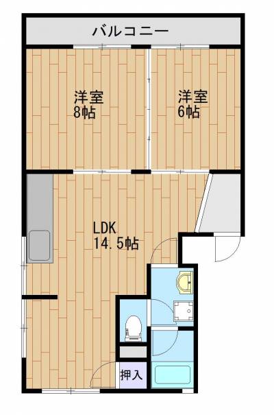 2LDKの広々したお部屋です。
