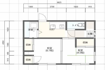 間取りは２Kです。収納は多めで広いです。