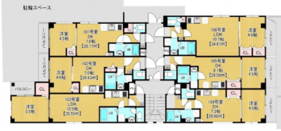 １F全体の間取り図です。