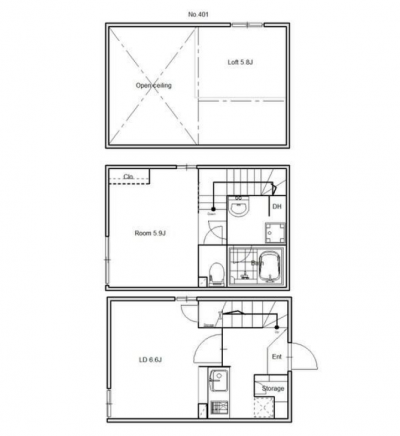 東京都北区 ＧＬＡＣＩＳ４０１の間取り図