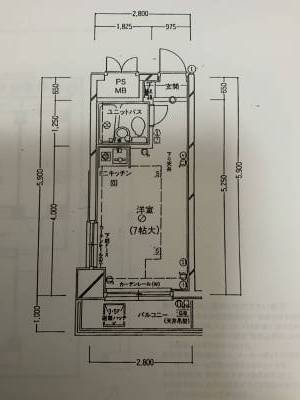 ワンルーム角部屋です