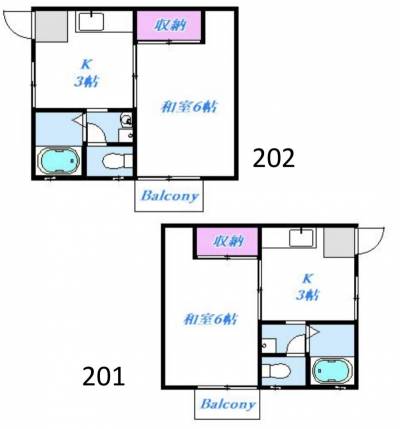サンハイツ長島B202室（神奈川県横浜市金沢区）の間取り図