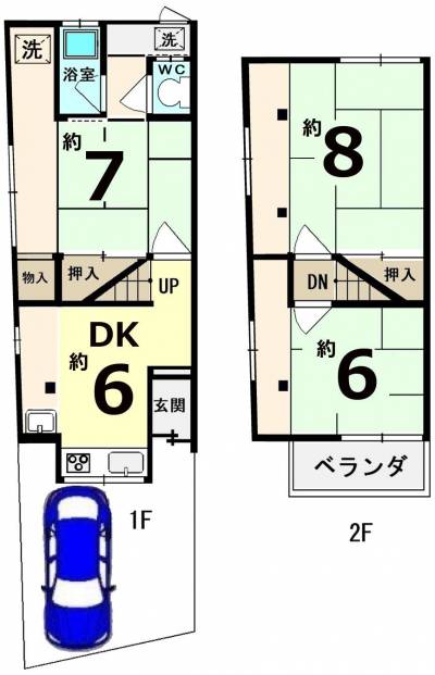 大阪府枚方市 田口一丁目テラスハウス16-20の間取り図