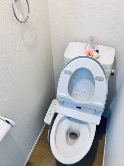 フチなしの便器で掃除も楽ちん、ウォッシュレット付き