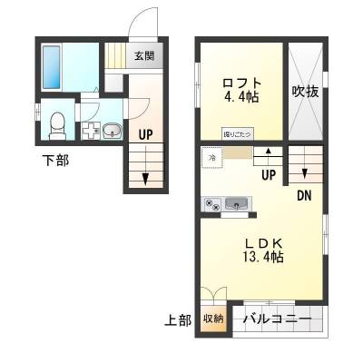 しっかりした階段から上がれるロフト付き