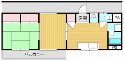 茨城県石岡市 ときわコーポＢ１０２号室の間取り図