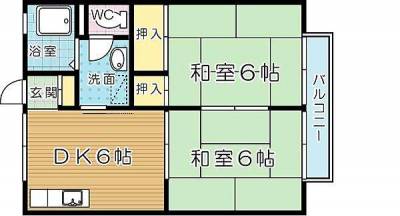 セジュール沖田203号室（福岡県北九州市八幡西区）の間取り図