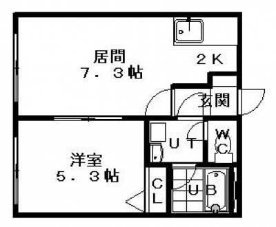 北海道札幌市西区 エステラ二十四軒Ａ館４０２の間取り図