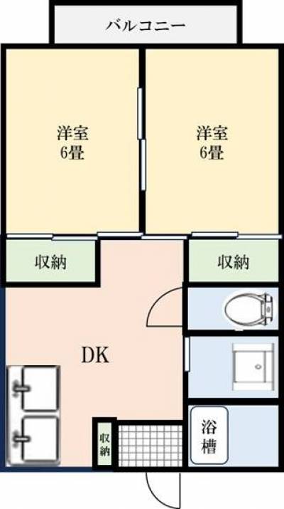 居室2部屋洋室を利用いただけます
