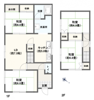北海道旭川市 旭川市大町2条戸建の間取り図