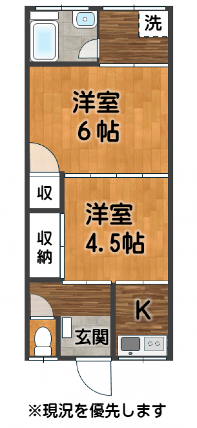 和歌山県和歌山市 晴れの日のmotoderaモダン202号室の間取り図