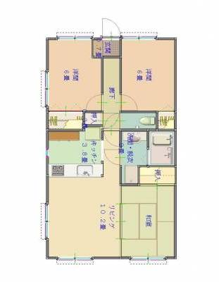3LDK約66㎡　角部屋　南向き
