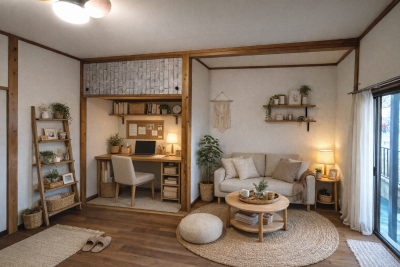 別の角度から見た洋室です！
押入はデスクとしても活用できる♪