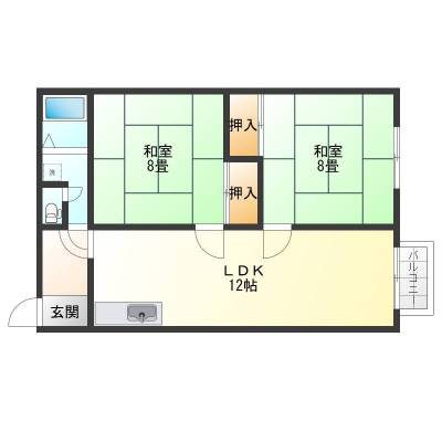 北海道札幌市西区 第二共同ハイツ301の間取り図