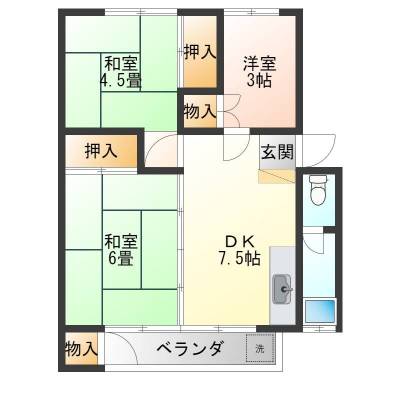 東京都立川市 富士見町住宅23号棟510の間取り図