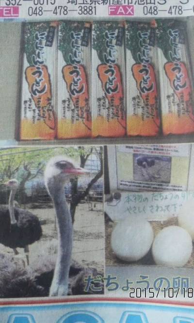 にんじんうどん♪駝鳥の卵牧場