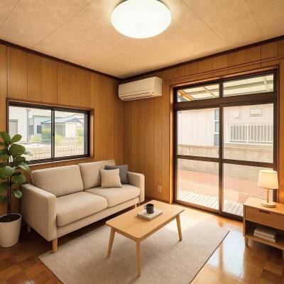 冷房専用エアコンが付いています。家具はAIイメージです。