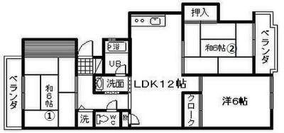 3LDK 70平米！ベランダ北と南にあります。