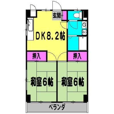 埼玉県春日部市 システムマンション南桜井２０２号室の間取り図