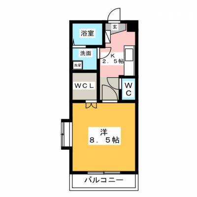 28.3㎡の広々1K、バス・トイレ別、ウォークイン付♪