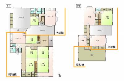 静岡県牧之原市 敷礼ゼロ！200坪、11LDDKK戸建て２戸一括！の間取り図