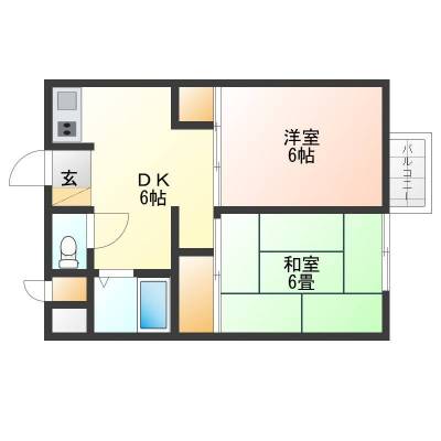 京都府京都市西京区 ハイツ保原206の間取り図
