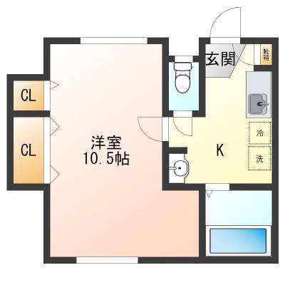 10.5帖の広いお部屋にたっぷりの収納。室内物干しも設置。