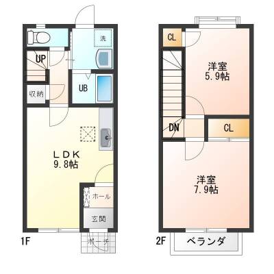 戸建感覚のメゾネットタイプです♪
各居室も広くて快適♪