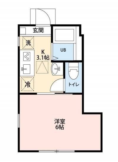 南西向きの1K角部屋、2面採光。