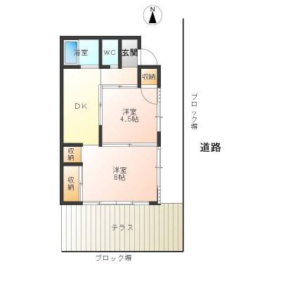 神奈川県平塚市 宮澤貸家1号の間取り図
