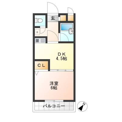 １DK　約26㎡の間取り