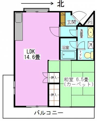 愛媛県松山市 アヴニール余戸６０２号室の間取り図