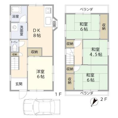 大阪府枚方市 中宮東之町　貸家の間取り図