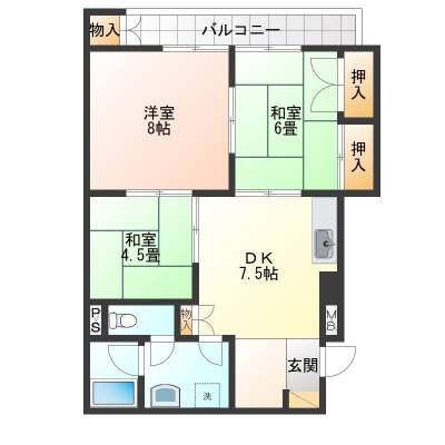 福岡県北九州市小倉北区 メゾン山縣403号室の間取り図