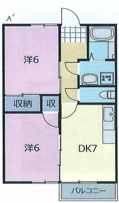 2DK 46㎡の全室洋室