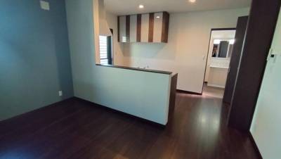 1Fにおしゃれなカウンターキッチン、照明あり