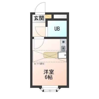 狭いけどカウンター有り。テーブル不要。ロフトも有効活用！