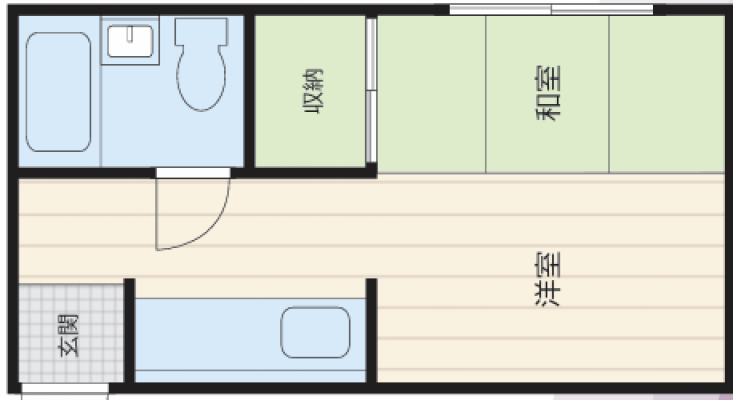 コンパクトな1Rで生活が便利です