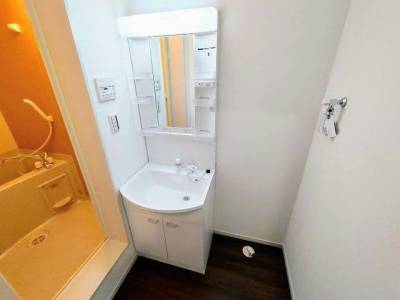 独立洗面台と洗濯機置場