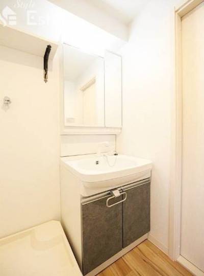 独立洗面化粧台有り。洗濯パンもありますね。